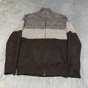 Mountain Expeditions Sweater Mens Medium Gray Black Lined Tight Knit Mock Neck